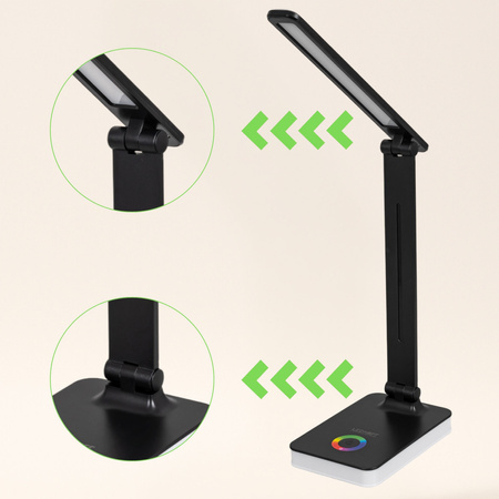 Lampka biurkowa LED czarna 5W + światło RGB + port USB