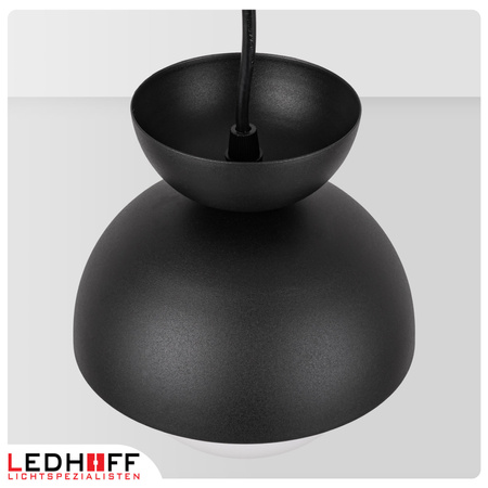 Lampa wisząca czarna biały szklany klosz nad stół NOWOCZESNA