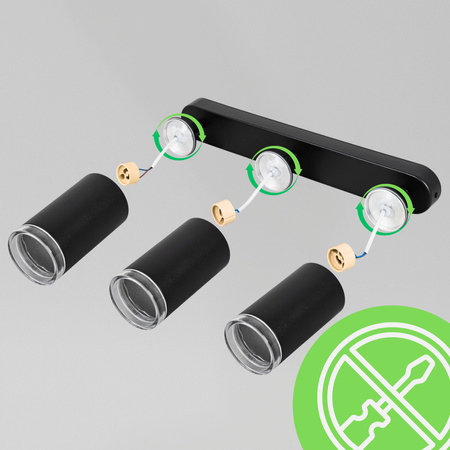 Kinkiet sufitowy potrójny SPOT 3xGU10 czarny wodoodporny