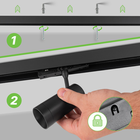 ZESTAW M20 LED 4x Lampa punktowa SPOT 12W 3 BARWY ŚWIATŁA + szyna magnetyczna 1m