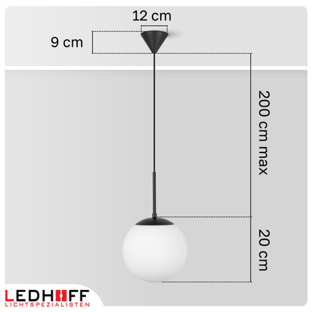 Lampa wisząca kula biała czarna E27 do salonu sypialni NOWOCZESNA