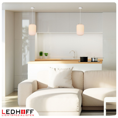 Lampa wisząca szklana E27 biała złota GLAMOUR szkło ryflowane