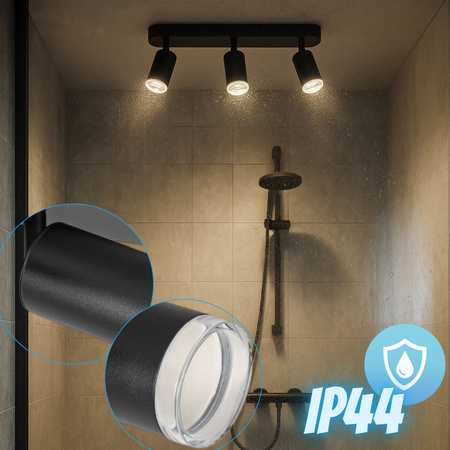 Kinkiet sufitowy potrójny SPOT 3xGU10 czarny wodoodporny