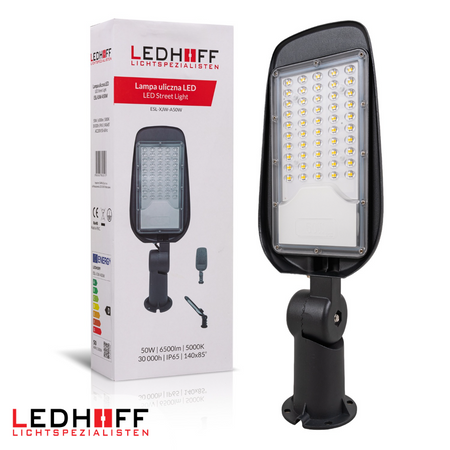 Lampa uliczna LED 50W 6500lm na parking regulowany uchwyt