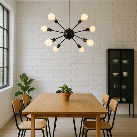 Lampa sufitowa Loft SPUTNIK 8x E27 czarna Industrialna Nowoczesny DESIGN