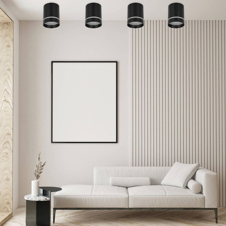 Oprawa sufitowa natynkowa Tuba GU10 okrągła czarna