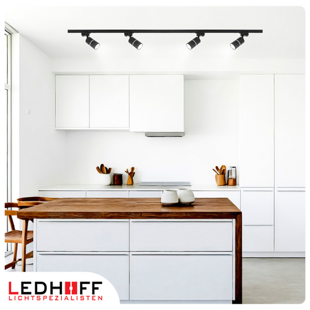 Oświetlenie szynowe czarny srebrny 5x lampa GU10 szyna 2m