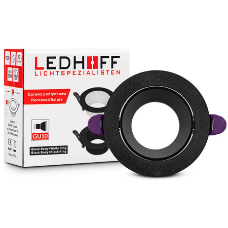 4x Oprawa halogenowa sufitowa podtynkowa GU10 czarna RUCHOMA