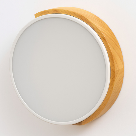 Plafon sufitowy LED biały metal + DREWNO 30cm WOODLINE