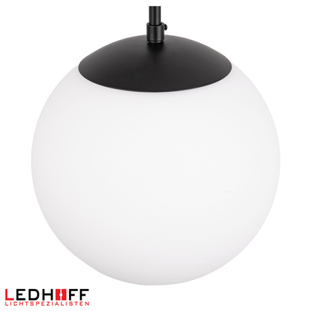 Lampa wisząca biała czarna 3x E27 szklany klosz kula NOWOCZESNA