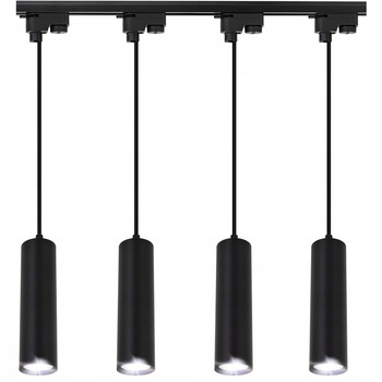 Oświetlenie szynowe wiszące czarne 4x GU10 szyna 1m