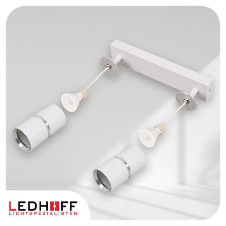 Kinkiet sufitowy podwójny SPOT GU10 biały srebrny