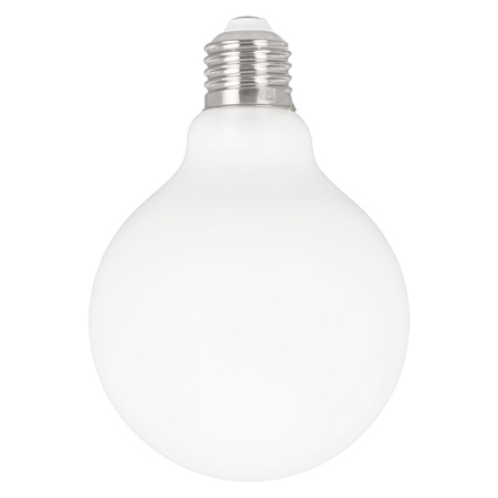 Żarówka LED E27 ozdobna duży mleczny klosz 8W mocne ciepłe światło 1070lm 2700K