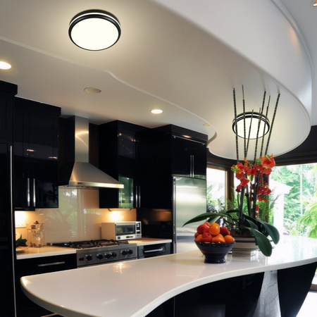 Plafon sufitowy LED okrągły czarny 3 barwy światła 22cm IP54