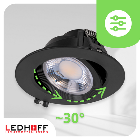 3x Oprawa sufitowa podtynkowa LED czarna RUCHOMA 3 barwy światła 12W