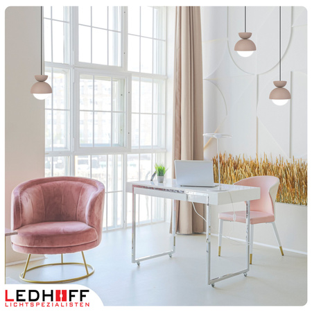 Lampa wisząca beżowa biały szklany klosz nad stół NOWOCZESNA