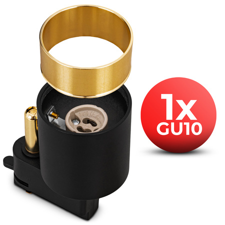 Oświetlenie szynowe czarno-złote 5x lampa GU10 + szyna 2m