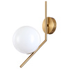 Lampa ścienna złota metalowa z mlecznym kloszem ozdobna szklana kula E27 kinkiet design