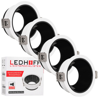 4x Oprawa halogenowa sufitowa podtynkowa GU10 biało-czarna