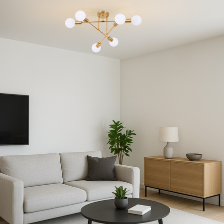 Lampa sufitowa złota metalowa E27 ozdobna 6-punktowa Trinity