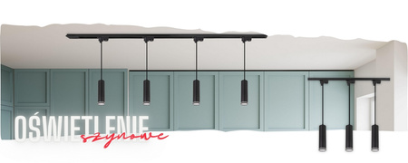 Oświetlenie szynowe wiszące czarne 4x lampa GU10 + 2x szyna 1m