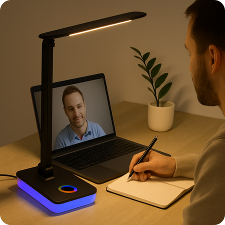 Lampka biurkowa LED czarna 5W + światło RGB + port USB