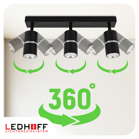 Kinkiet sufitowy Lampa potrójna SPOT GU10 czarna srebrna