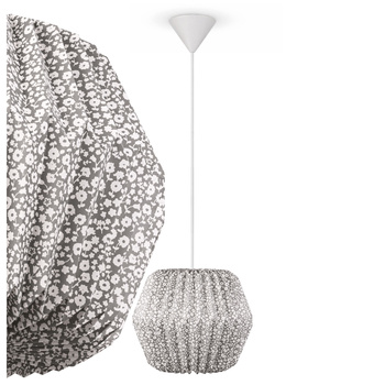 Lampa wisząca kula biała szara papierowa E27 do sypialni pokoju KWIATY