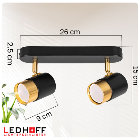 Kinkiet sufitowy podwójny SPOT GU10 czarny złoty