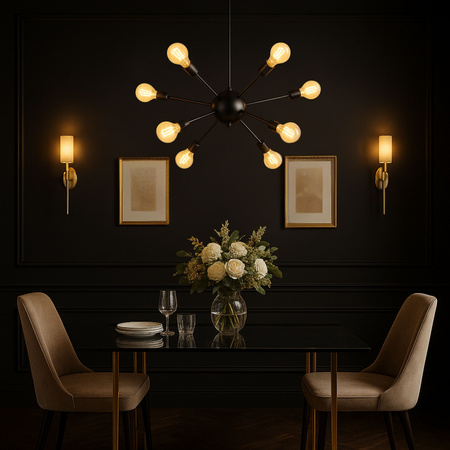 Lampa sufitowa Loft SPUTNIK 8x E27 czarna Industrialna Nowoczesny DESIGN