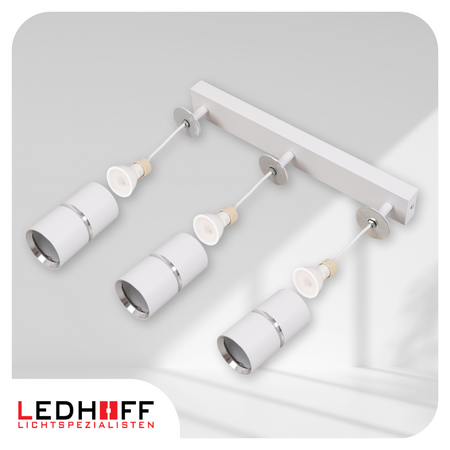 Kinkiet sufitowy Lampa potrójna SPOT GU10 biała srebrna