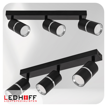 Kinkiet sufitowy Lampa potrójna SPOT GU10 czarna srebrna