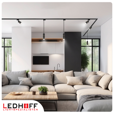 Oświetlenie szynowe czarny złoty 5x lampa wisząca 100cm GU10 szyna 2m