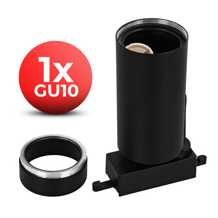 Oświetlenie szynowe czarne duże 4x lampa GU10 + szyna 2m