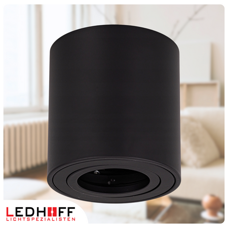 Oprawa sufitowa natynkowa Tuba GU10 okrągła czarna