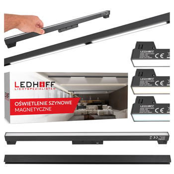 ZESTAW M20 Lampa liniowa LED 24W 60cm czarna 3 BARWY ŚWIATŁA + szyna magnetyczna 1m