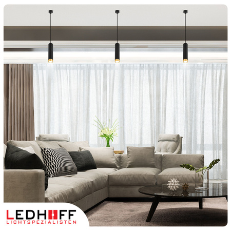 Lampa sufitowa wisząca na kablu Tuba LED GU10 czarna złota