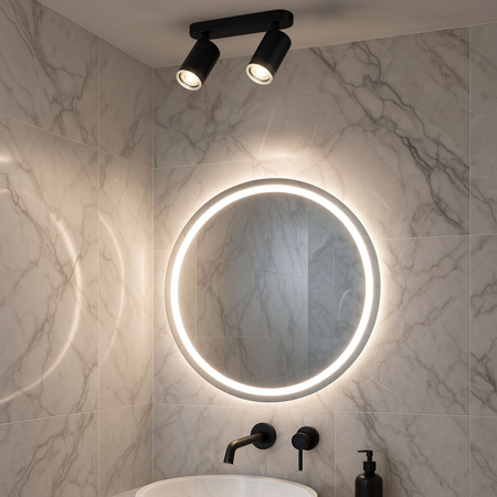 Kinkiet sufitowy podwójny SPOT GU10 czarny wodoodporny