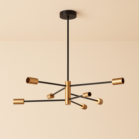 Lampa sufitowa czarno-złota metalowa E27 ozdobna 6-punktowa modern design