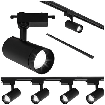 Oświetlenie szynowe czarne duże 4x lampa GU10 + szyna 1m