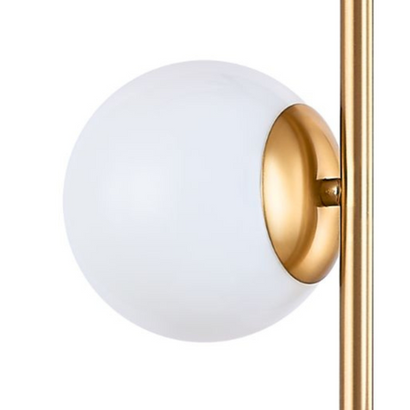 Lampa sufitowa złota metalowa z 3 mlecznymi kloszami ozdobna E27 pionowa