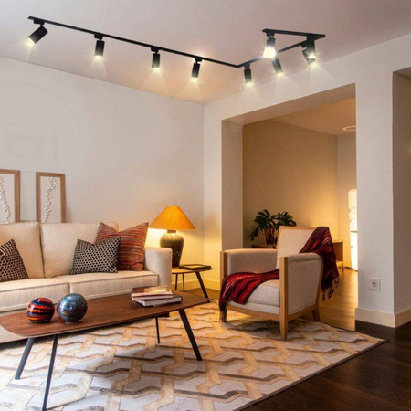 Oświetlenie szynowe czarne 4x lampa GU10 + 2x szyna 1m