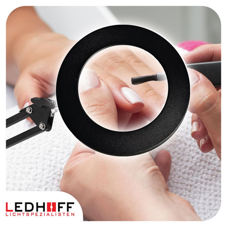 Lampa biurkowa LED czarna 12W z lupą szkłem powiększającym