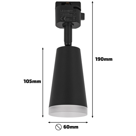 Reflektor szynowy czarny GU10 lampa na szynoprzewód