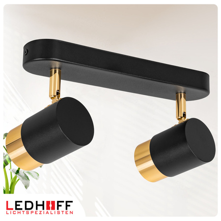 Kinkiet sufitowy podwójny SPOT GU10 czarny złoty