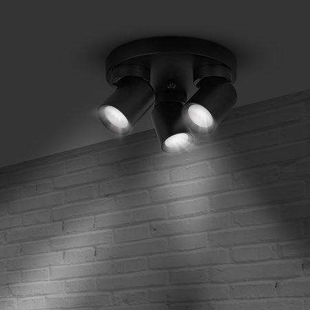 Kinkiet sufitowy okrągły potrójny Spot GU10 czarny