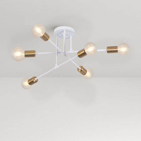 Lampa sufitowa biało-złota metalowa E27 ozdobna 6-punktowa Trinity