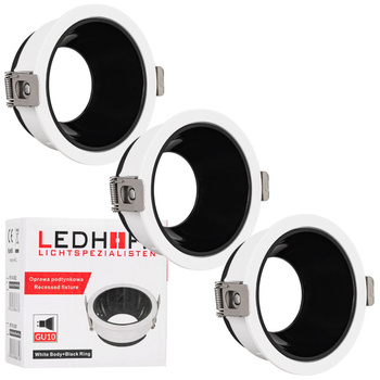 3x Oprawa halogenowa sufitowa podtynkowa GU10 biało-czarna