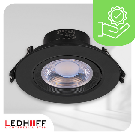 4x Oprawa sufitowa podtynkowa LED czarna RUCHOMA 3 barwy światła 7W