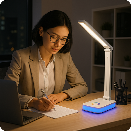 Lampka biurkowa LED biała 5W + światło RGB + USB